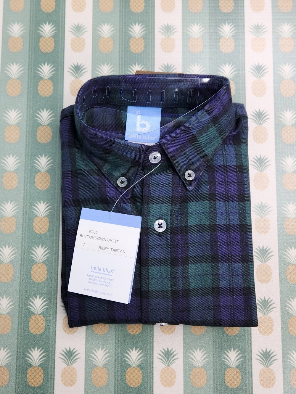 bella bliss Riley Tartan Buttondown Shirt - Green/Blue Plaid